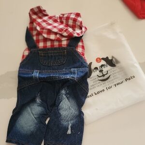 Kids Denim Overalls with Red Checkered Top